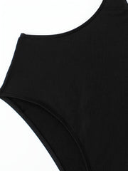 Sexy Swimsuit Women's Cut Out Waist Ribbed Knit One Piece Bathing Suit