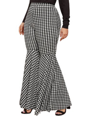 Houndstooth Flared Pants Retro High Rise Plus Women's