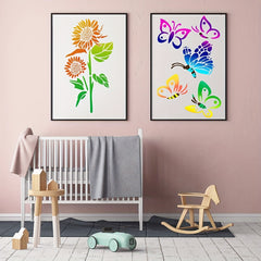 8 Pcs Sunflower Butterfly Stencils for Painting on Wood, Wall, Canvas