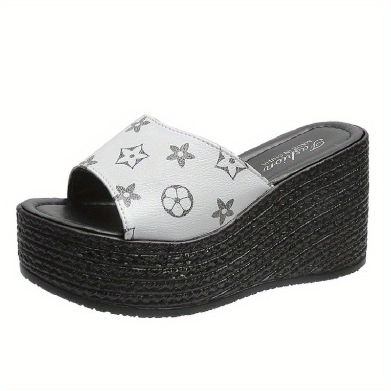 Women's Wedge Slide Sandals Open Toe Slip On Shoes Platform Shoes