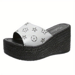 Women's Wedge Slide Sandals Open Toe Slip On Shoes Platform Shoes