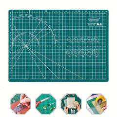 A4 Green Self Repair PVC Cutting Mat Double Sided Grid Rotating Cutting Board