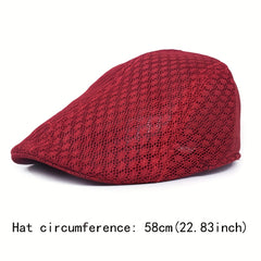 Mesh Berets Flat Cap Breathable Summer Hat Adjustable Newsboy Ivy Cap