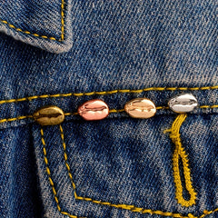 Vintage Coffee Bean Shape Brooch Button Clothes Shirt Collar Lapel Pin