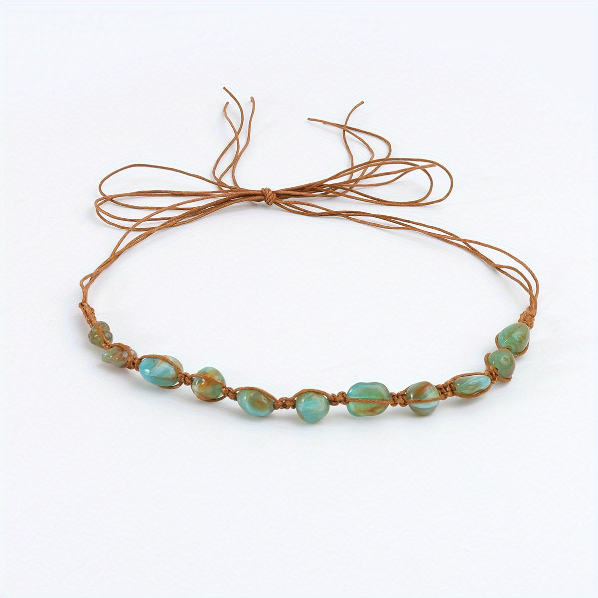 Retro Literary Style DIY Rope With Hat Circle Wooden Beads String Rope Ornament