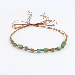 Retro Literary Style DIY Rope With Hat Circle Wooden Beads String Rope Ornament