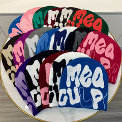Sport Windproof Knit Beanie Hat Letter Jacquard Warm Autumn Winter