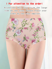 5 Pcs Women's Floral Print Bikini Panties Breathable Plus Size Lingerie