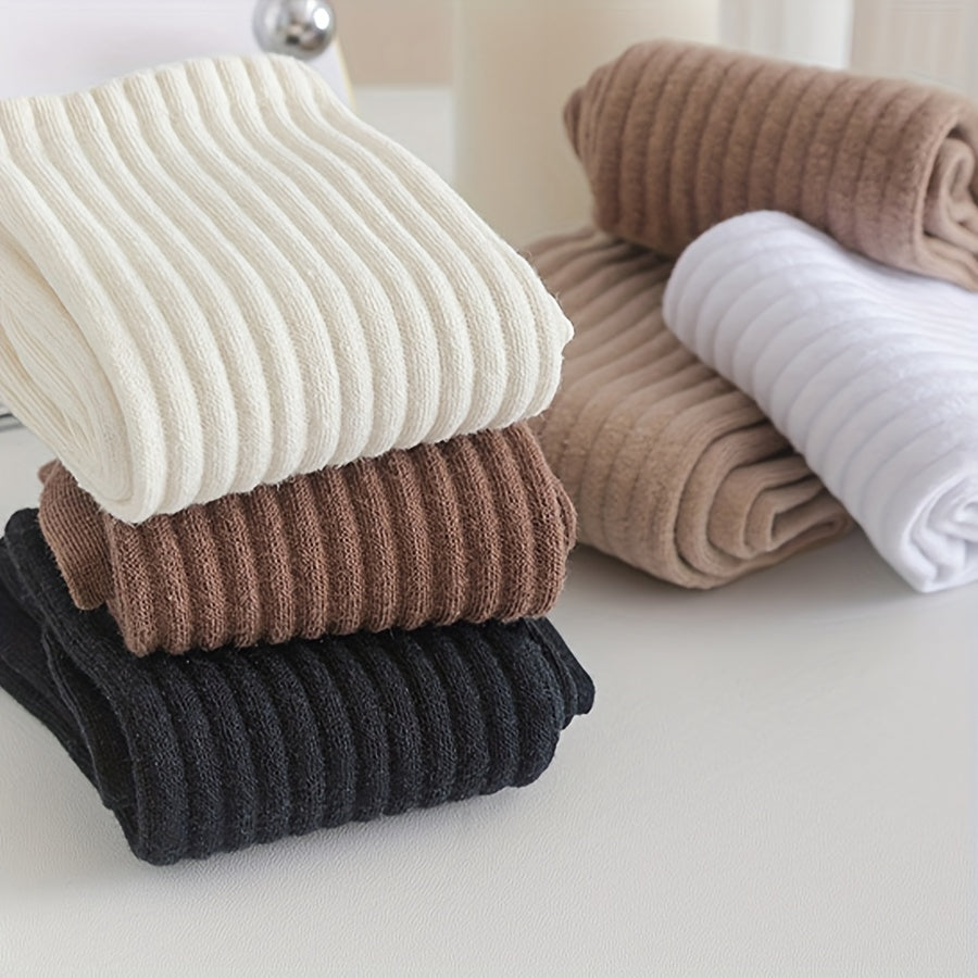 6 Pairs Solid Socks Comfy & Breathable Women's Stockings