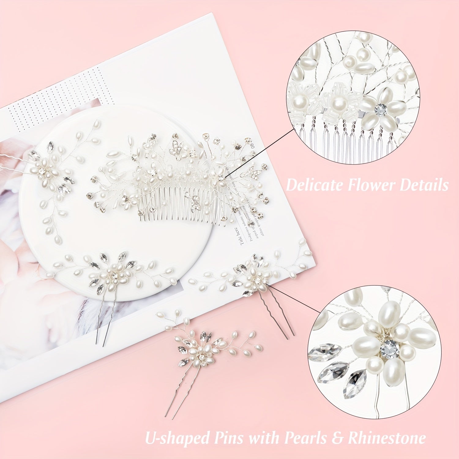 6pcs Faux Pearl Hair Pin Bridal Wedding Accessories Set