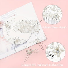 6pcs Faux Pearl Hair Pin Bridal Wedding Accessories Set