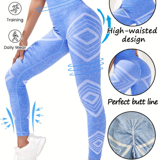 Geometric Pattern Print Yoga Pants Women's Leggings
