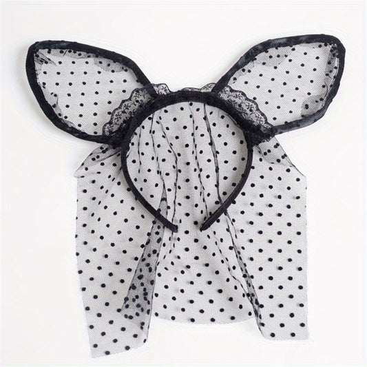 Lace Veil Cat Ears Hair Hoop for Women