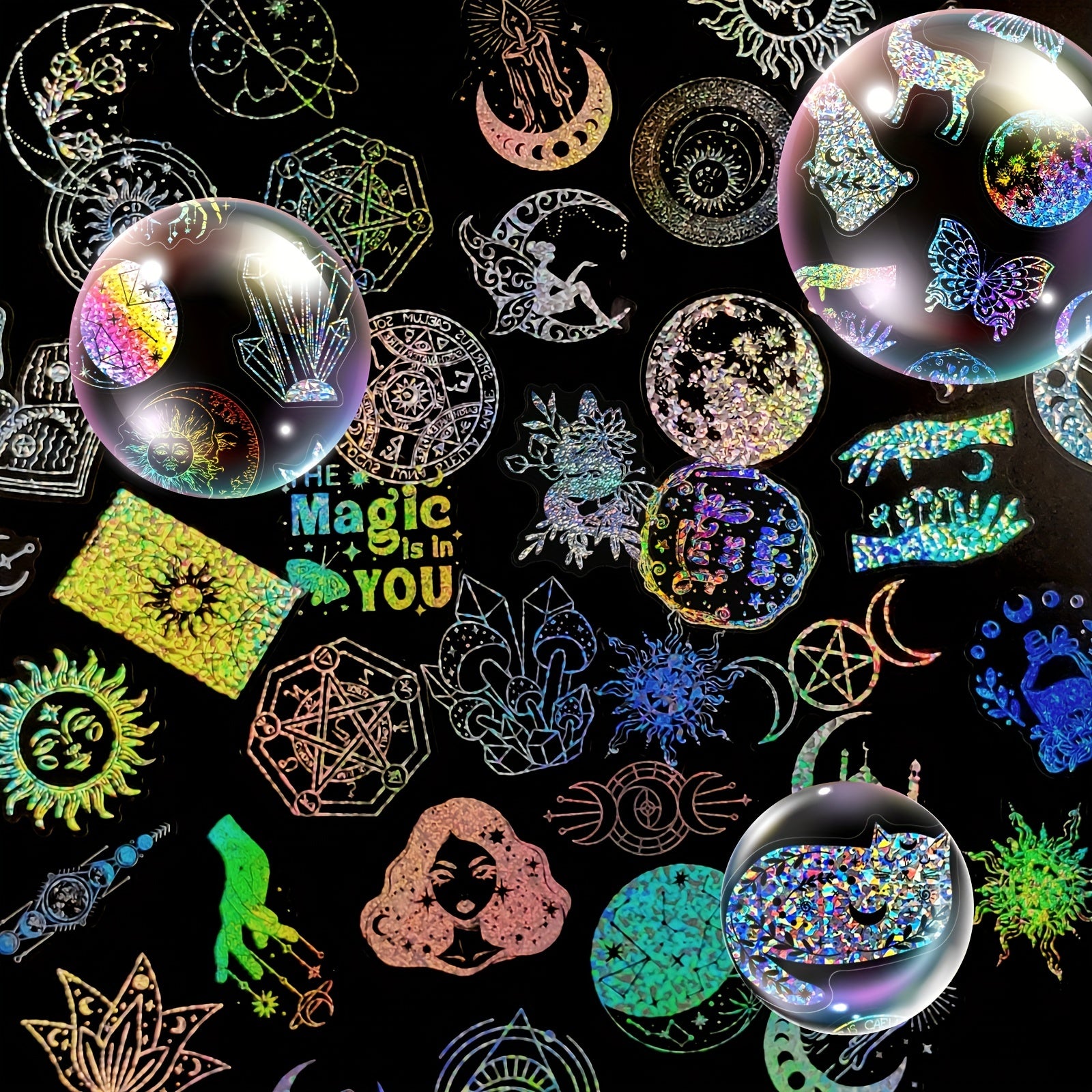 300pcs Holographic Resin Stickers Magic World Butterfly Theme