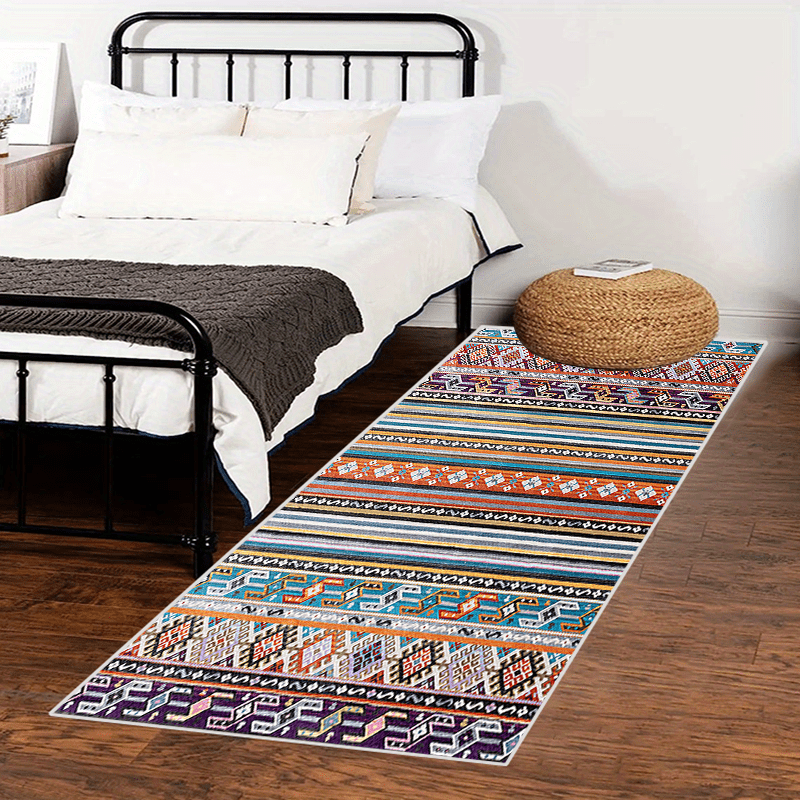 Distressed Moroccan Runner Rug Soft Fuzzy Carpet Non Slip Waterpr