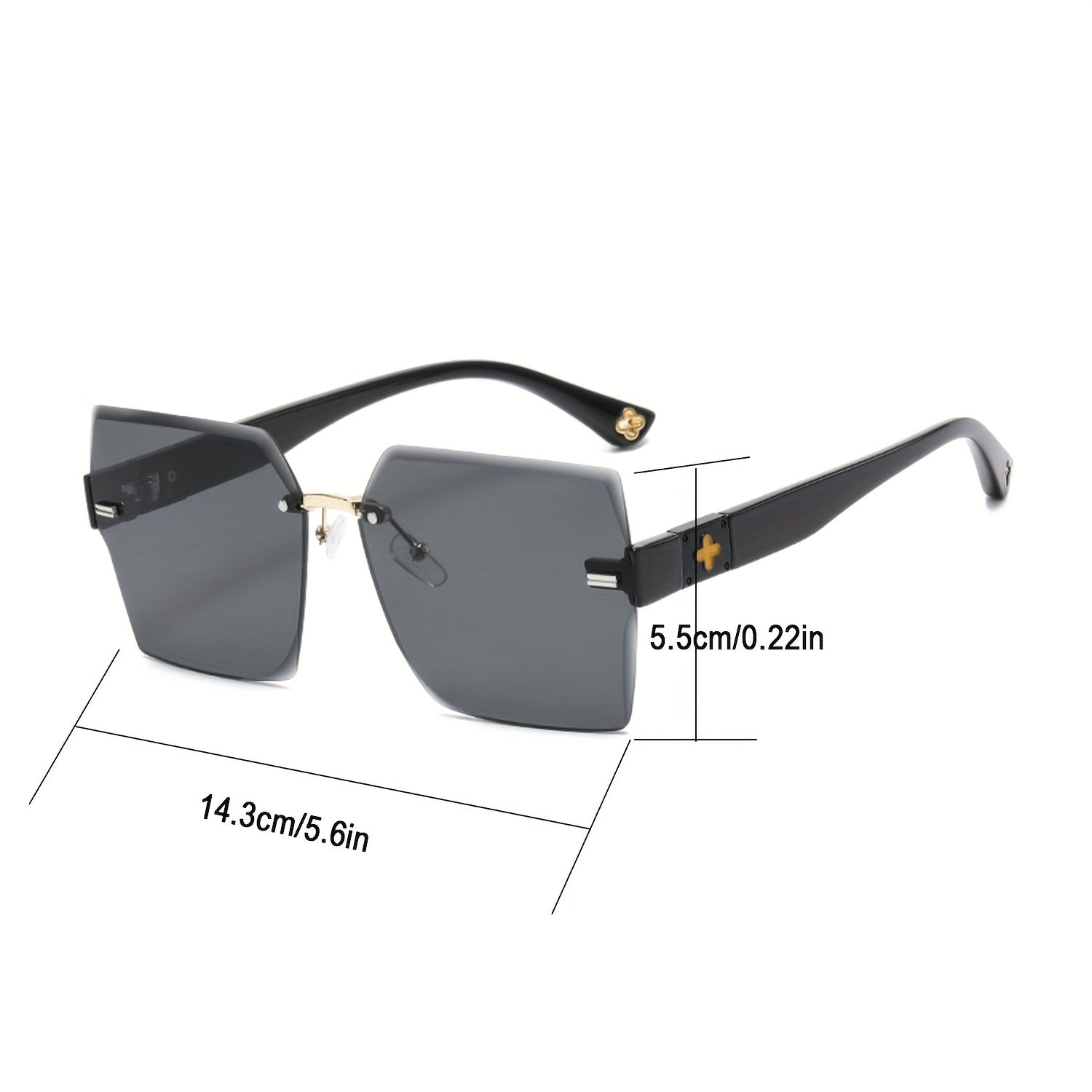 Square Rimless Sunglasses Gradient Clover Hollow UV400
