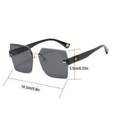 Square Rimless Sunglasses Gradient Clover Hollow UV400