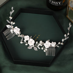 Bride Hair Comb Wedding Bridal Jewelry Pearls Rhinestone Comb