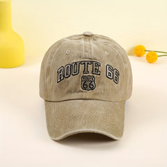 Vintage Letter Embroidery Baseball Cap Khaki Washed Distressed Dad Hat