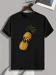 Tropical Pineapple Print Men's Tee for Summer
