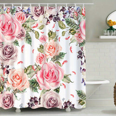 Large Group Flower Print Shower Curtain Bathroom Decor