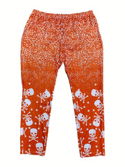 Women's Plus Gothic Skull & Splash Print Leggings