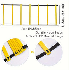 Sports Agility Training Ladder Set with Storage Bag and Ground Nails