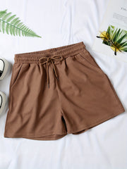 Waffle Drawstring Waist Shorts for Summer