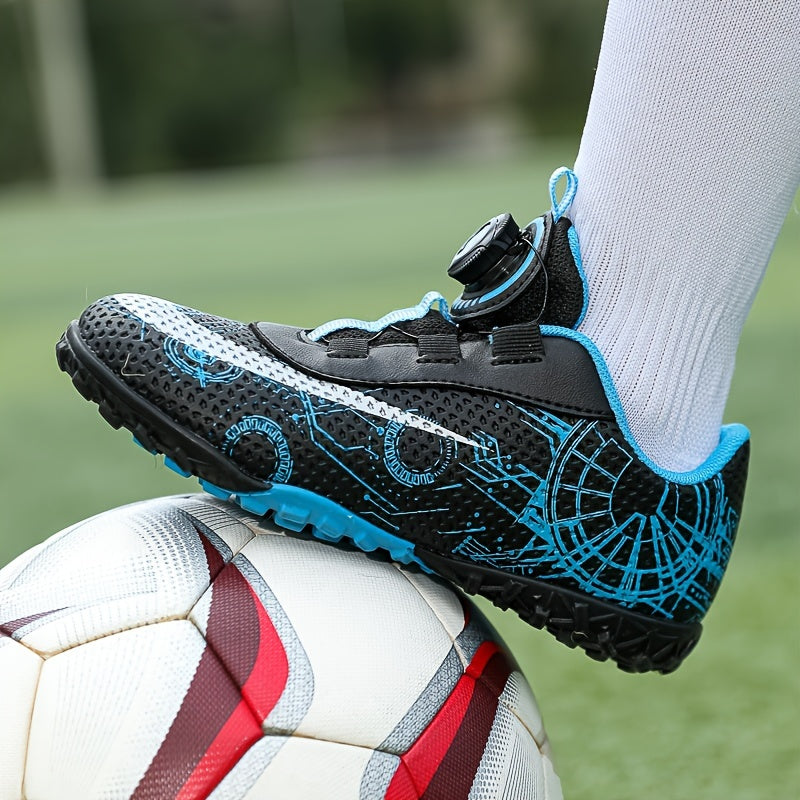 Boy's Turf Football Boots w/ Rotating Buckle Outdoor Anti skid TF Soccer Cleats