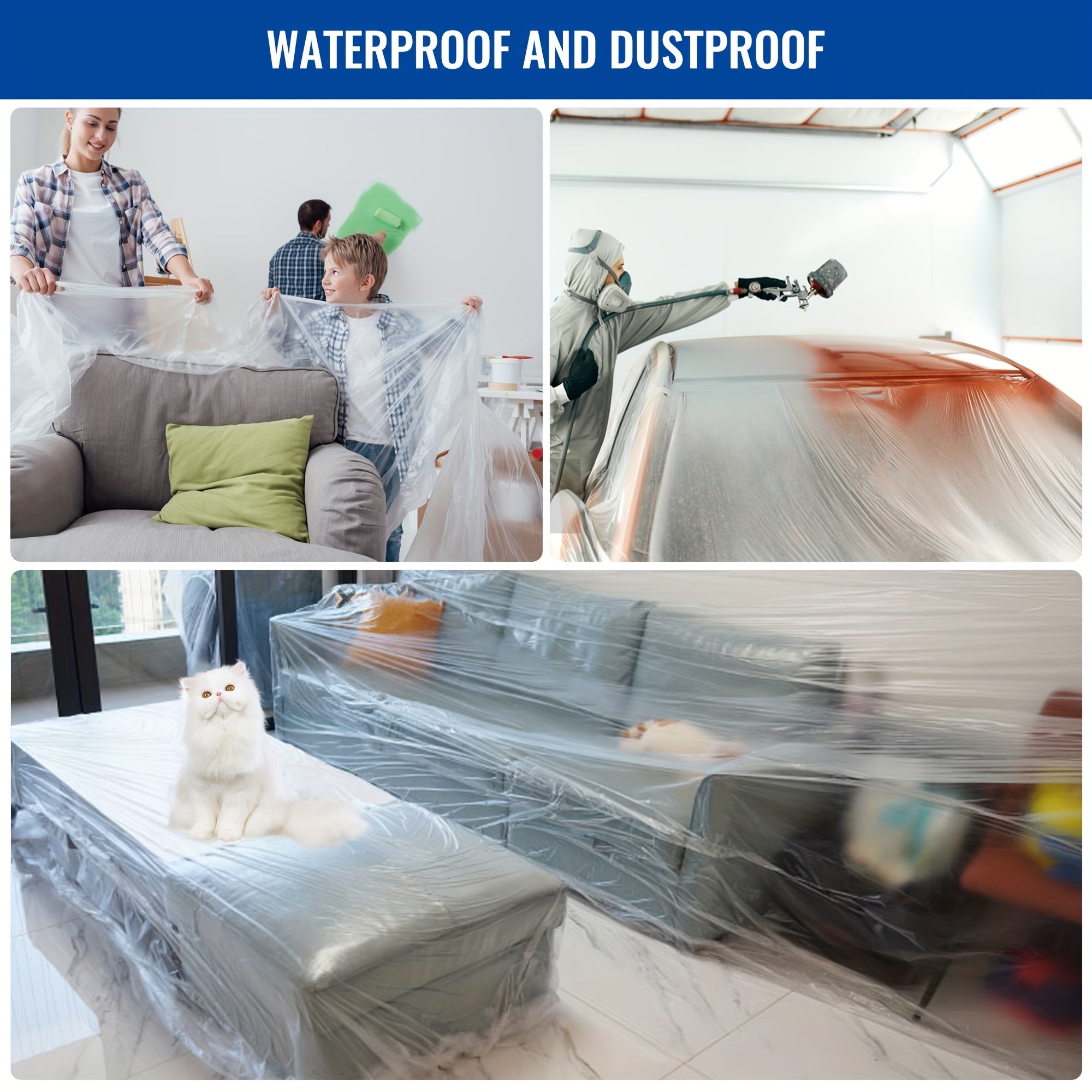 Clear Plastic Drop Cloth 9x12 Feet Waterproof Dust Proof Furniture Cover Tarps