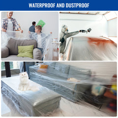 Clear Plastic Drop Cloth 9x12 Feet Waterproof Dust Proof Furniture Cover Tarps