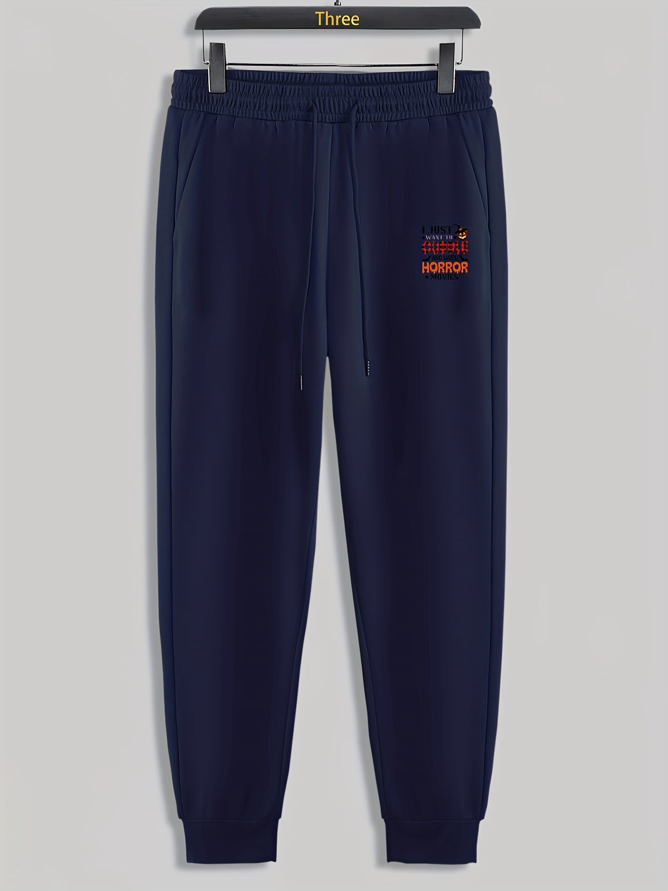 Halloween Pumpkin Letter Horror Print Men's Pants Drawstring Sweatpants