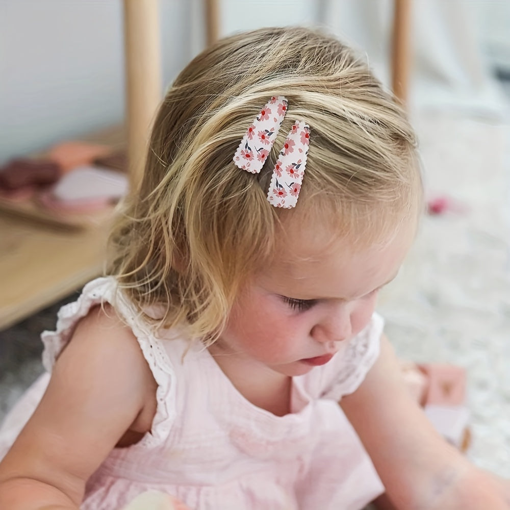 20pcs Floral Polka Dot Hair Clips for Baby Girls Headwear Accessories