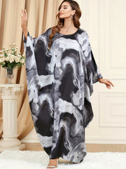 Abaya Dress Women's Plus Tie Dye Round Neck Maxi Kaftan