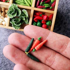 10pcs 1:12 Scale Mini Fruits & Veggies Grocery Set for Rustic Garden Farm