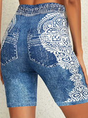 Denim Print Short Leggings Skinny Casual Shorts Women's Clothing