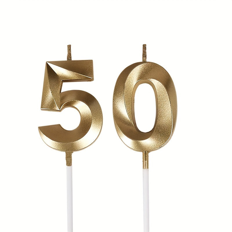 Golden Number 50th Birthday Candle Cake Decoration Set