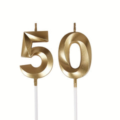 Golden Number 50th Birthday Candle Cake Decoration Set