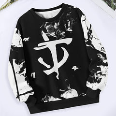 Creative Ink Pattern Long Sleeve Crew Neck Sweatshirt For Spring Fall