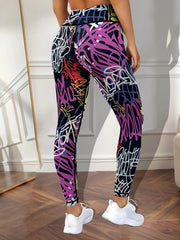 Graffiti Block Yoga Pants High Stretch Butt Lifting Leggings