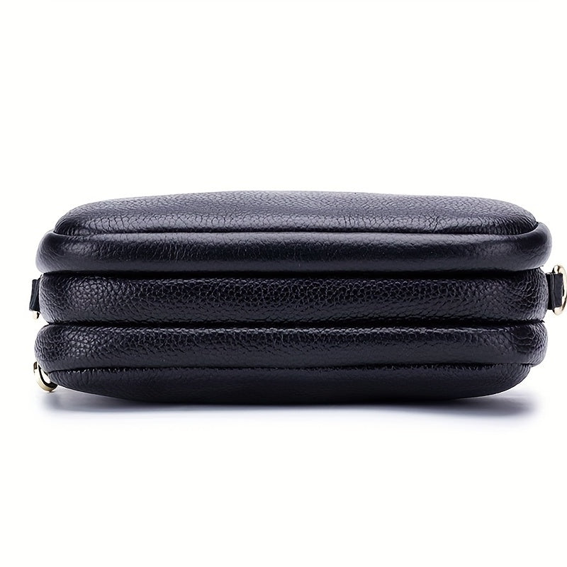 Three Zipper Square Shoulder Bag Classic Solid Crossbody Bag