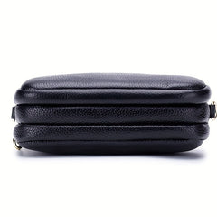 Three Zipper Square Shoulder Bag Classic Solid Crossbody Bag
