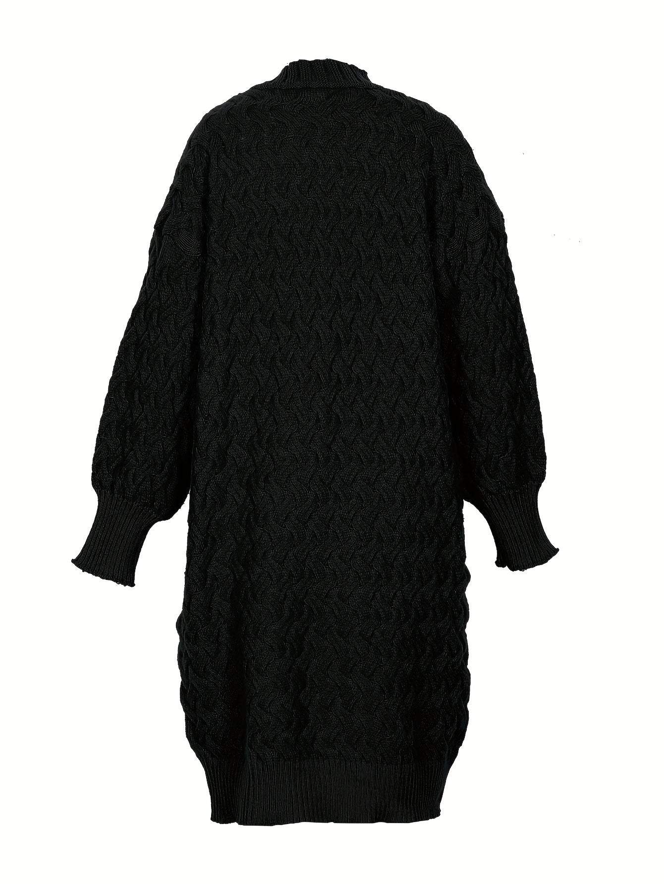 Solid Cable Knit Long Sleeve Open Front Cardigan