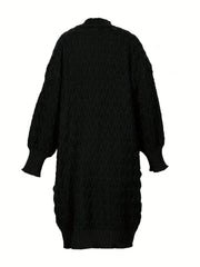 Solid Cable Knit Long Sleeve Open Front Cardigan