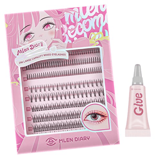 Individual Eyelashes Mixed 4 Types w/ Glue 296pcs