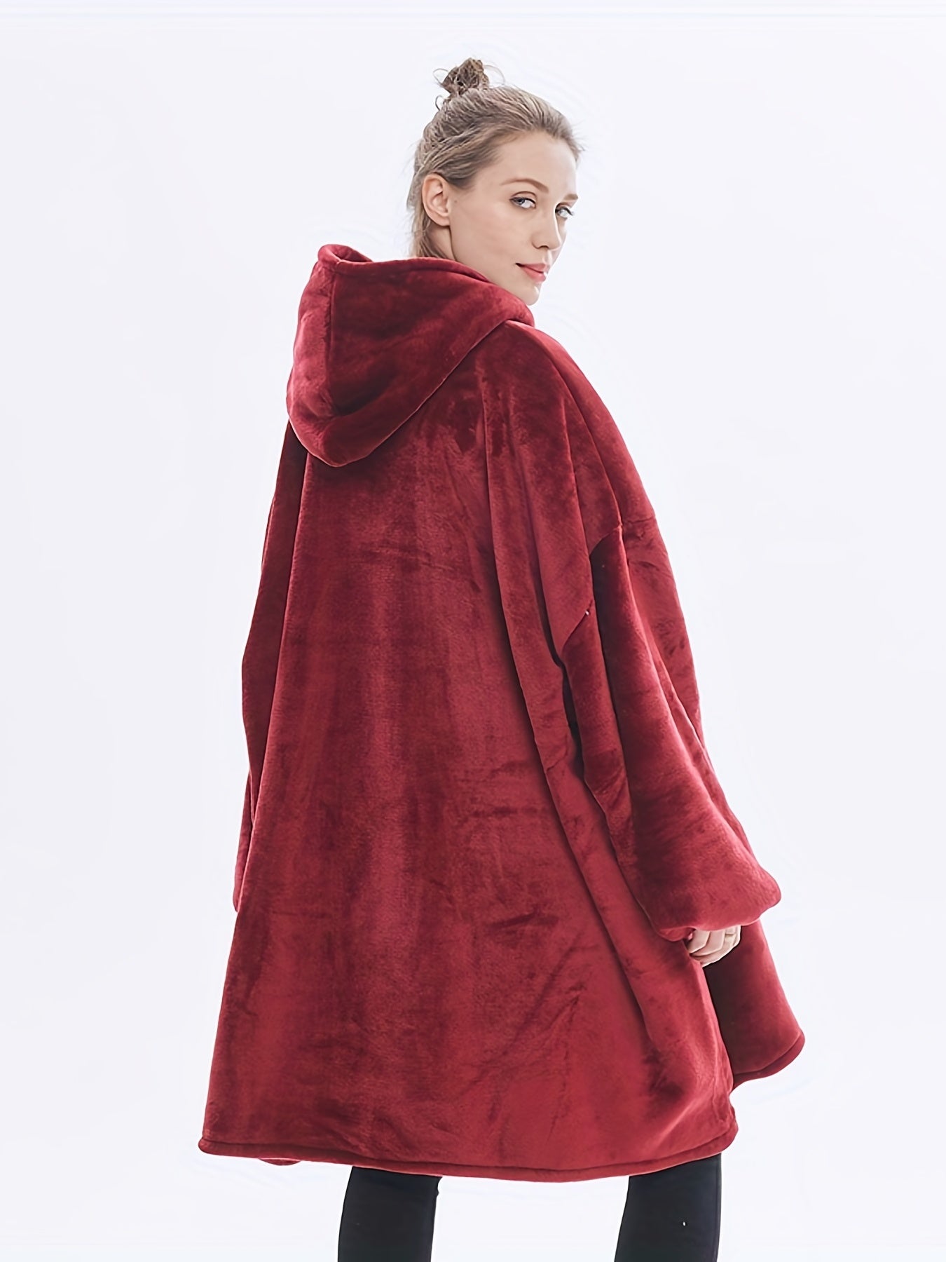 Loungewear Robe Women's Solid Long Sleeve Flannel Blanket