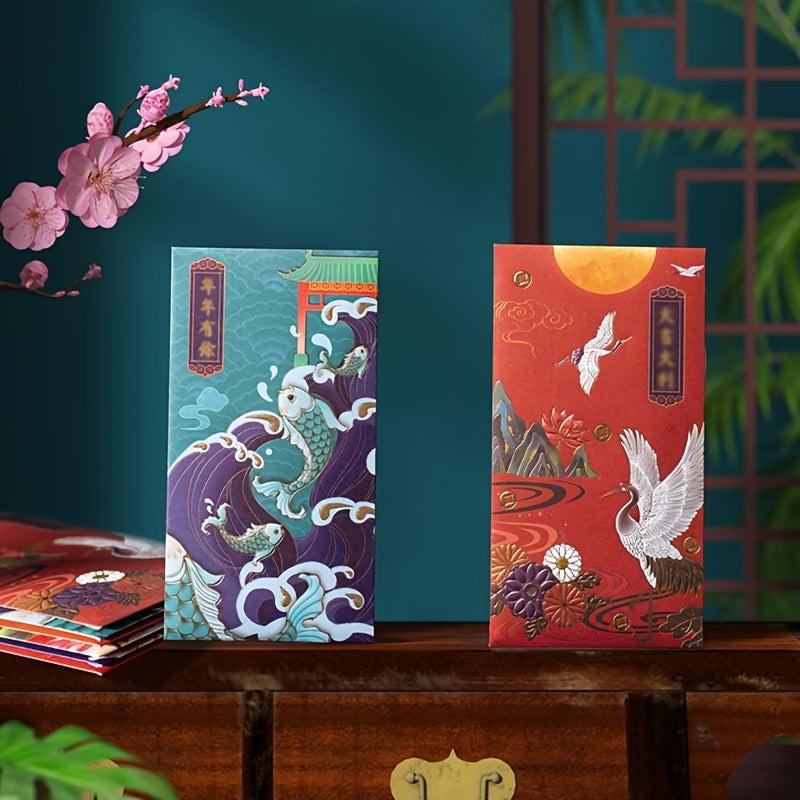 6pcs Chinese Red Envelopes for Spring Gifting & Decoration