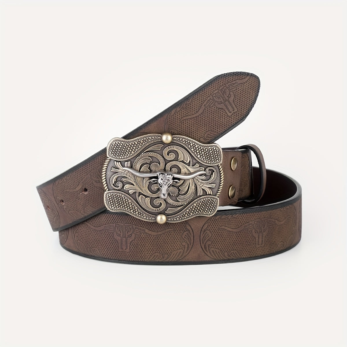 Embossed Leather Belt Vintage Casual Business Belt For Men