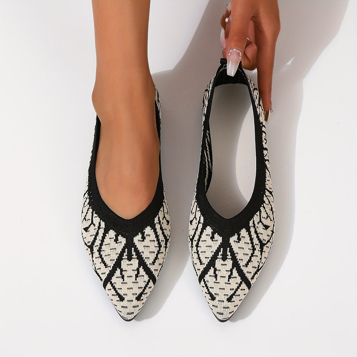 Women's Knit Ballet Shoes Point Toe Lightweight Flat Shoes