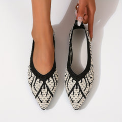 Women's Knit Ballet Shoes Point Toe Lightweight Flat Shoes